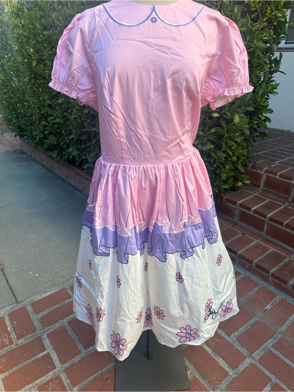 Disney  Daisy Duck Pink, Purple & White Floral Tiered Casual Dress
